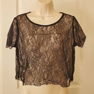 Black lace Short sleeve top